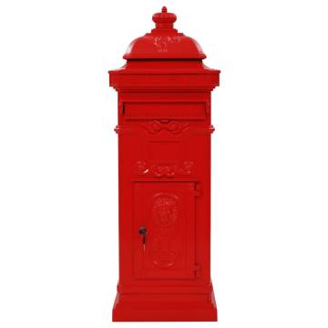 Vintage Red Aluminium Pillar Letterbox - Rustproof & Elegant