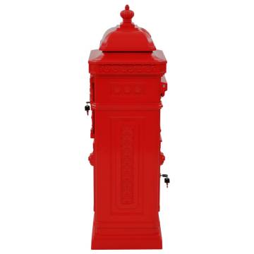 Vintage Red Aluminium Pillar Letterbox - Rustproof & Elegant