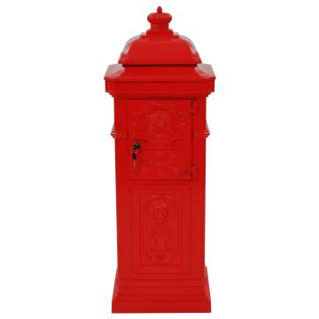 Vintage Red Aluminium Pillar Letterbox - Rustproof & Elegant