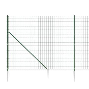 Wire Mesh Fence with Spike Anchors Green 2x10 m | HIPO Market