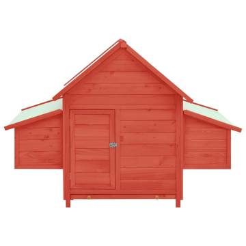 Red & White Chicken Coop 152x96x110 cm - Solid Firwood