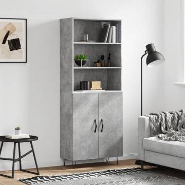 Stylish Highboard Concrete Grey - Durable Engineered Wood | HipoMarket