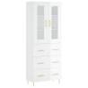 Stylish Highboard High Gloss White - 69.5x34x180 cm