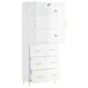 Stylish Highboard High Gloss White - 69.5x34x180 cm