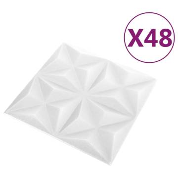 3D Wall Panels - Origami White 48 pcs 12 m² | HipoMarket UK