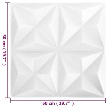 3D Wall Panels - Origami White 48 pcs 12 m² | HipoMarket UK