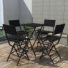 5 Piece Folding Outdoor Dining Set - Black Poly Rattan