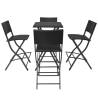 5 Piece Folding Outdoor Dining Set - Black Poly Rattan