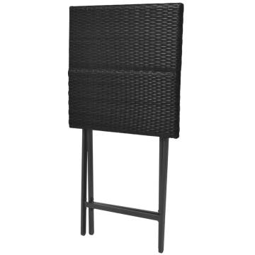 5 Piece Folding Outdoor Dining Set - Black Poly Rattan