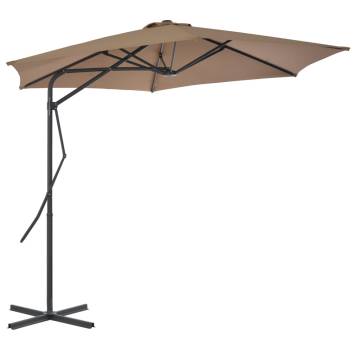 Outdoor Parasol with Steel Pole 300 cm - Taupe | Hipo Market