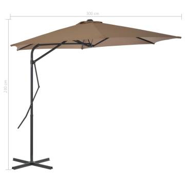 Outdoor Parasol with Steel Pole 300 cm - Taupe | Hipo Market