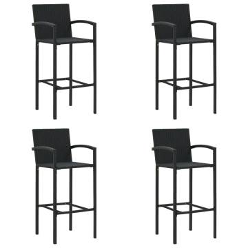 Bar Stools 4 pcs Black Poly Rattan - Stylish & Durable