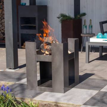 RedFire Hollola Grey Steel Fire Pit - Unique Garden Fireplace