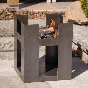 RedFire Hollola Grey Steel Fire Pit - Unique Garden Fireplace