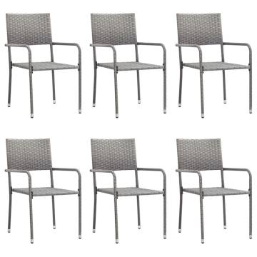 7 Piece Garden Dining Set - Grey and Black Poly Rattan