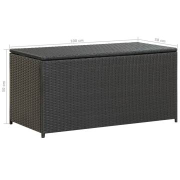 Garden Storage Box Poly Rattan 100x50x50 cm - Black