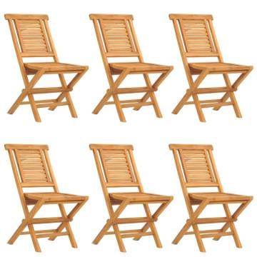 Folding Garden Chairs 6 pcs | Solid Teak Wood | Comfort & Style