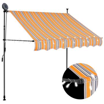 Manual Retractable Awning with LED - 200 cm Yellow and Blue