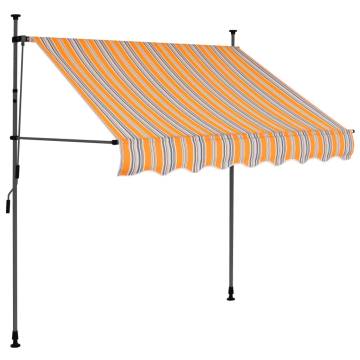 Manual Retractable Awning with LED - 200 cm Yellow and Blue