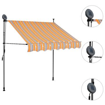 Manual Retractable Awning with LED - 200 cm Yellow and Blue