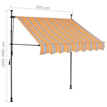 Manual Retractable Awning with LED - 200 cm Yellow and Blue