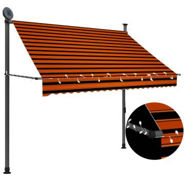 Manual Retractable Awning with LED - 200 cm Orange & Brown