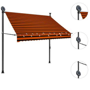 Manual Retractable Awning with LED - 200 cm Orange & Brown