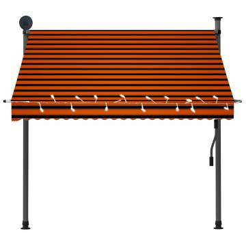 Manual Retractable Awning with LED - 200 cm Orange & Brown