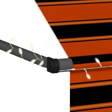 Manual Retractable Awning with LED - 200 cm Orange & Brown