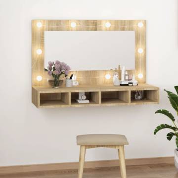 LED Mirror Cabinet in Sonoma Oak - 90x31.5x62 cm