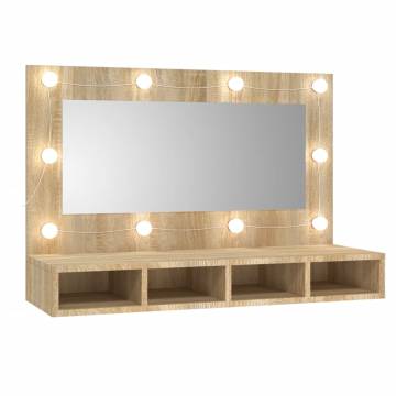 LED Mirror Cabinet in Sonoma Oak - 90x31.5x62 cm