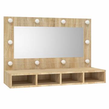 LED Mirror Cabinet in Sonoma Oak - 90x31.5x62 cm