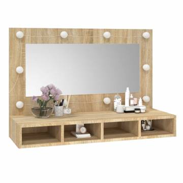 LED Mirror Cabinet in Sonoma Oak - 90x31.5x62 cm