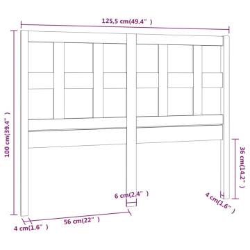 White Solid Wood Pine Bed Headboard - 125.5x4x100 cm