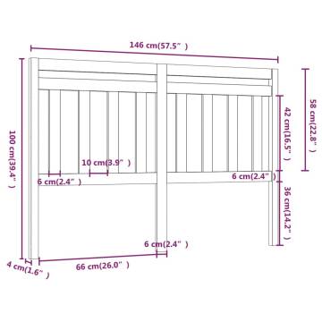 Stylish Grey Bed Headboard - Solid Pine 146x4x100 cm