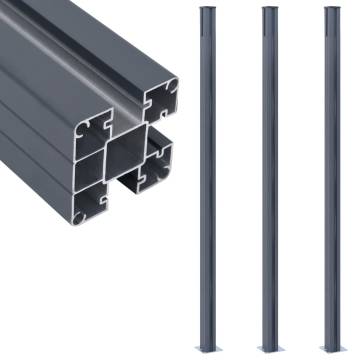 Durable Dark Grey Aluminium Fence Posts - 3 pcs - 185 cm