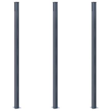 Durable Dark Grey Aluminium Fence Posts - 3 pcs - 185 cm