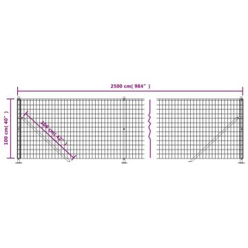 Wire Mesh Fence with Flange Anthracite 1x25 m - HipoMarket