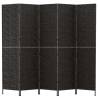 5-Panel Black Room Divider - Natural Water Hyacinth | Hipomarket