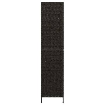 5-Panel Black Room Divider - Natural Water Hyacinth | Hipomarket