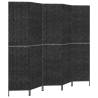 5-Panel Black Room Divider - Natural Water Hyacinth | Hipomarket