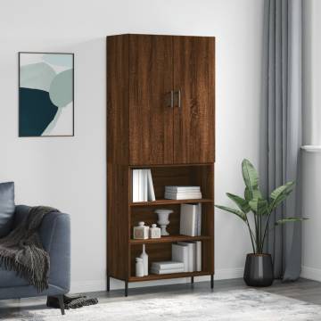 Stylish Highboard Brown Oak - 69.5x34x180 cm | Hipo Market