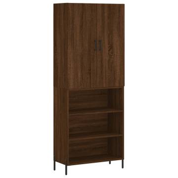 Stylish Highboard Brown Oak - 69.5x34x180 cm | Hipo Market