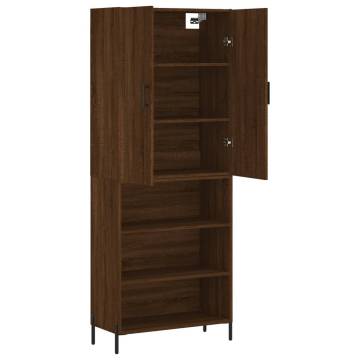 Stylish Highboard Brown Oak - 69.5x34x180 cm | Hipo Market