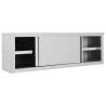 Stainless Steel Kitchen Wall Cabinet with Sliding Doors - 150x40x50 cm