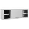 Stainless Steel Kitchen Wall Cabinet with Sliding Doors - 150x40x50 cm