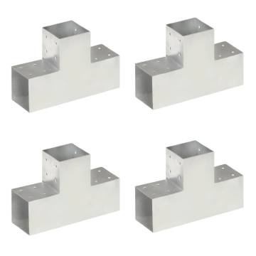 T Shape Post Connectors - 4 pcs Galvanised Metal 101x101 mm