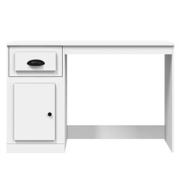 Sleek High Gloss White Desk with Drawer - 115x50x75 cm