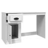 Sleek High Gloss White Desk with Drawer - 115x50x75 cm