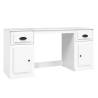 Elegant High Gloss White Desk with Cabinet - Hipomarket UK